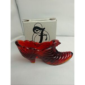 Fenton Ruby Red Cat Slipper – Handcrafted Art Glass – Signed Scott K. Fenton – O